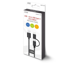 Savio CL-128 USB laidas 1 m USB 2.0 USB A USB C / Micro-USB A juodas
