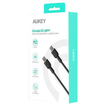 AUKEY CB-NCC2 USB-C Type-C Power Delivery PD 60W 3A 1,8m nailono juoda