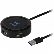 AXAGON HUE-P1A 4x USB3.2 Gen 1 ROUND hub, micro USB power IN, 30cm USB-A cable