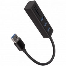 AXAGON HMA-CR3A 3x USB-A + SD/ microSD, USB3.2 Gen 1 hub, metal, 20cm USB-A cable