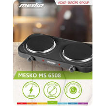 Mesko Home MS 6509 hob Black Countertop Sealed plate 2 zone(s)