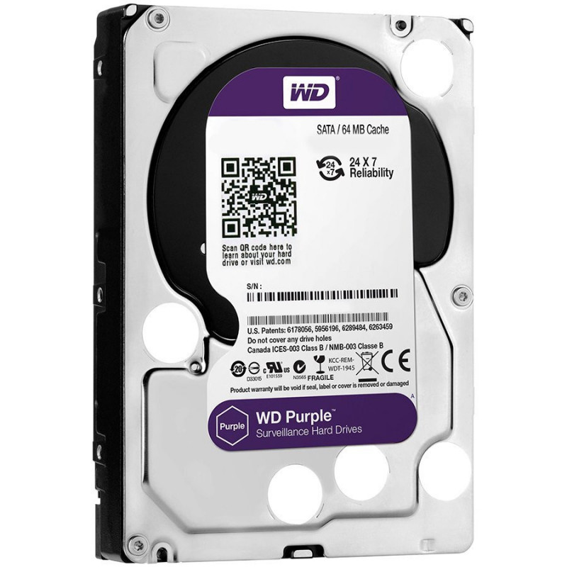 HDD AV WD Purple (3,5 colio, 1 TB, 64 MB, 5400 RPM, SATA 6 Gb/ s)