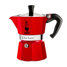Raudonas Bialetti Moka Espresso kavos virimo aparatas