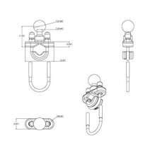 RAM Mounts Handlebar U-Bolt Base for Rails 0.5&quot; to 1.25&quot; in Diameter