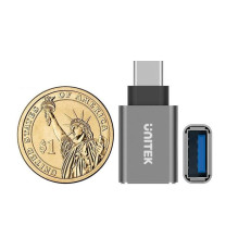 UNITEK Y-A025CGY kabelio sąsaja / lyties adapteris USB Type-C USB Type-A Metallic