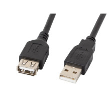 LANBERG USB pratęsimo kabelis 2.0 AM-AF 1.8M (JUODAS) CA-USBE-10CC-0018-BK