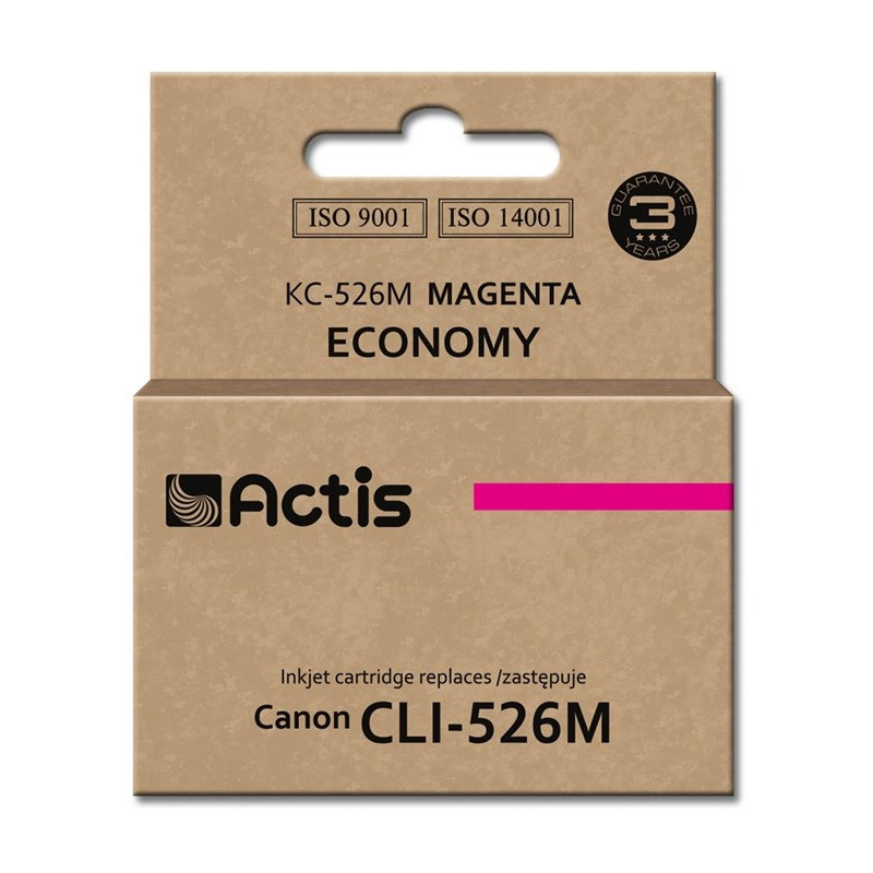 „Actis KC-526M“ rašalo kasetė (Canon CLI-526M standartinės 10 ml purpurinės spalvos pakeitimas)