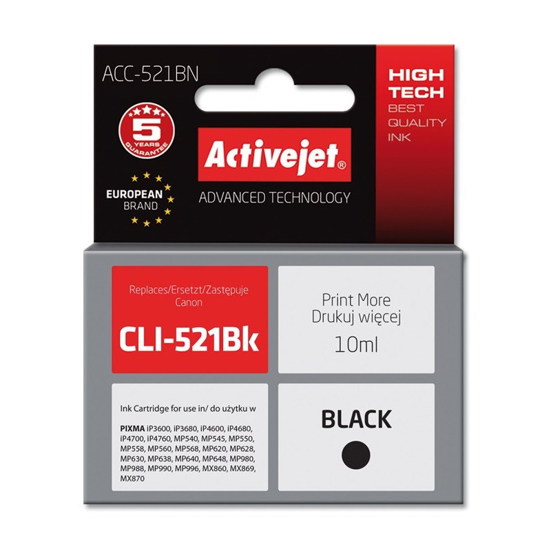 Activejet ACC-521BN Ink cartridge (replacement for Canon CLI-521Bk Supreme 10 ml black)