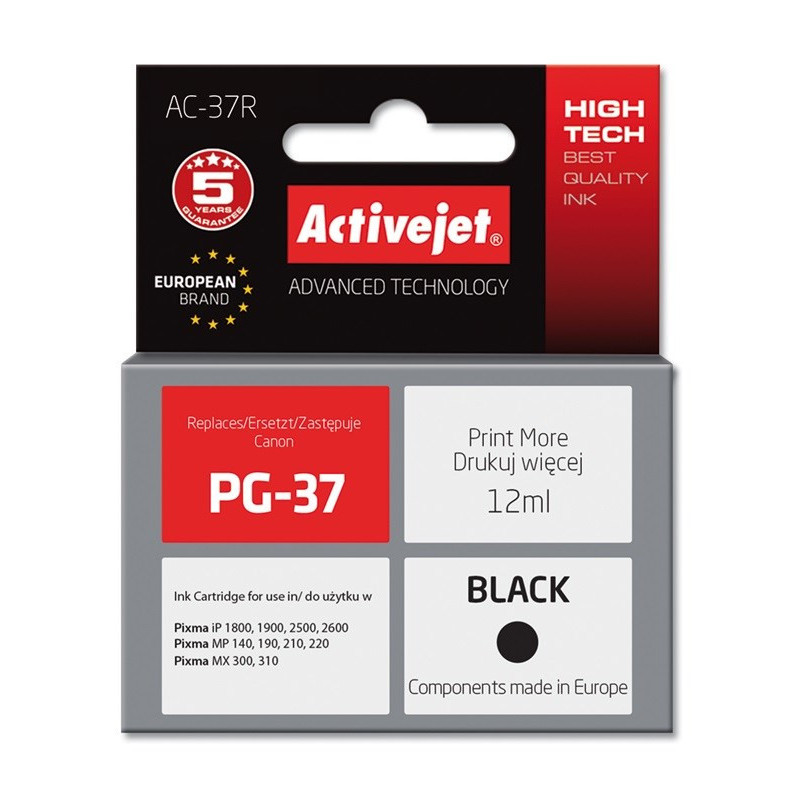 Activejet AC-37R Ink cartridge (replacement for Canon PG-37 Premium 12 ml black)