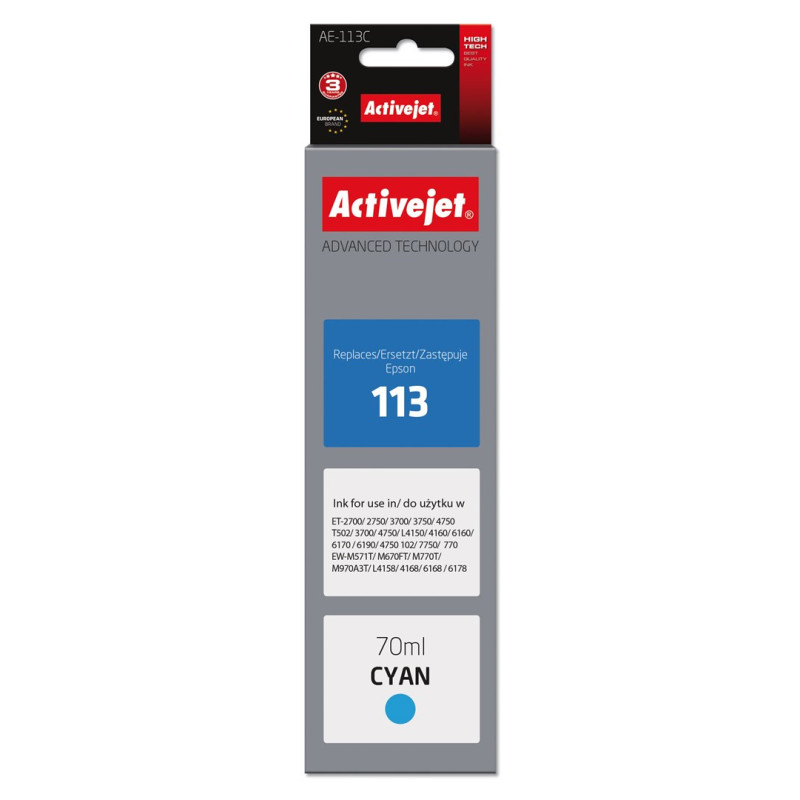 Activejet AE-113C ink (replacement for Epson 113 C13T06B240 Supreme 70 ml cyan)