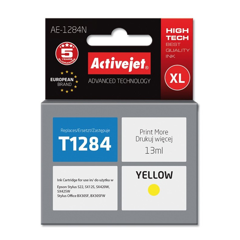 Activejet AE-1284N Ink cartridge (replacement for Epson T1284 Supreme 13 ml yellow)