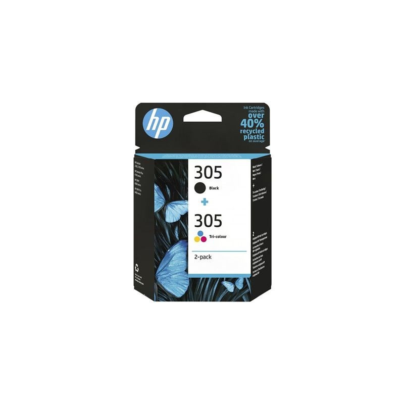 HP 305 2-Pack Tri-color / Black Original Ink Cartridge