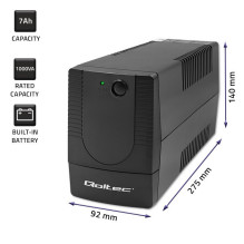 Qoltec 53774 nepertraukiamo maitinimo šaltinis (UPS) Line-Interactive 1 kVA 600 W 1 kintamosios srovės lizdas (-iai)