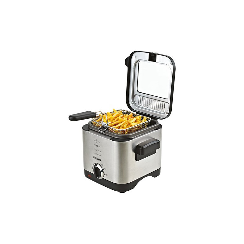 Mesko Home MS 4910 fryer Single 1.5 L Stand-alone 900 W Deep fryer Black, Satin steel